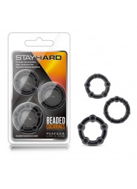Набор из 3 чёрных эрекционных колец Stay Hard Beaded Cockrings - Blush Novelties - в Хабаровске купить с доставкой