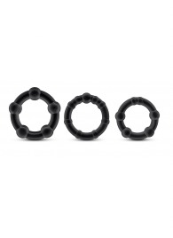Набор из 3 чёрных эрекционных колец Stay Hard Beaded Cockrings - Blush Novelties - в Хабаровске купить с доставкой