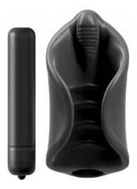 Чёрный мастурбатор Vibrating Silicone Stimulator с вибрацией - Pipedream - в Хабаровске купить с доставкой