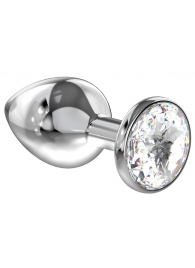 Большая серебристая анальная пробка Diamond Clear Sparkle Large с прозрачным кристаллом - 8 см. - Lola Games - купить с доставкой в Хабаровске