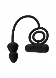 Чёрное эрекционное кольцо с вибропулькой и анальным хвостом - Erotist Adult Toys - в Хабаровске купить с доставкой