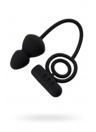 Чёрное эрекционное кольцо с вибростимулятором и анальным хвостом - Erotist Adult Toys - в Хабаровске купить с доставкой