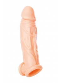 Телесная насадка на пенис с фиксацией мошонки - 18,5 см. - ToyFa - в Хабаровске купить с доставкой