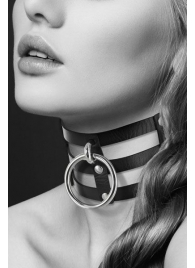 Чёрный тройной чокер с большим кольцом - Bijoux Pour Toi - купить с доставкой в Хабаровске