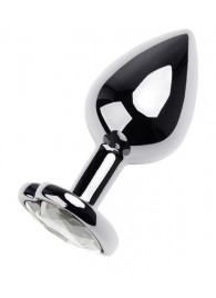 Серебристая анальная пробка с прозрачным кристаллом-сердцем - 8 см. - ToyFa - купить с доставкой в Хабаровске