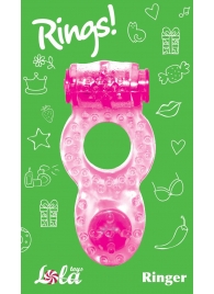 Розовое эрекционное кольцо с вибрацией Rings Ringer - Lola Games - в Хабаровске купить с доставкой