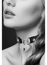 Черный чокер с замком в форме сердца - Bijoux Pour Toi - купить с доставкой в Хабаровске