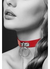 Красный узенький чокер с кольцом - Bijoux Pour Toi - купить с доставкой в Хабаровске