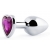 Серебристая анальная пробка с фиолетовым кристаллом-сердечком - 8 см. - Anal Jewelry Plug - купить с доставкой в Хабаровске