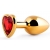 Золотистая анальная пробка с красным стразом-сердечком - 8 см. - Anal Jewelry Plug - купить с доставкой в Хабаровске
