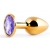 Золотистая анальная пробка с фиолетовым стразом - 7,2 см. - Anal Jewelry Plug - купить с доставкой в Хабаровске