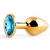 Золотистая анальная пробка с голубым стразом - 7,2 см. - Anal Jewelry Plug - купить с доставкой в Хабаровске