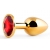 Золотистая анальная пробка с красным стразом - 7,2 см. - Anal Jewelry Plug - купить с доставкой в Хабаровске