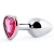 Серебристая анальная пробка с розовым кристаллом-сердечком - 7 см. - Anal Jewelry Plug - купить с доставкой в Хабаровске
