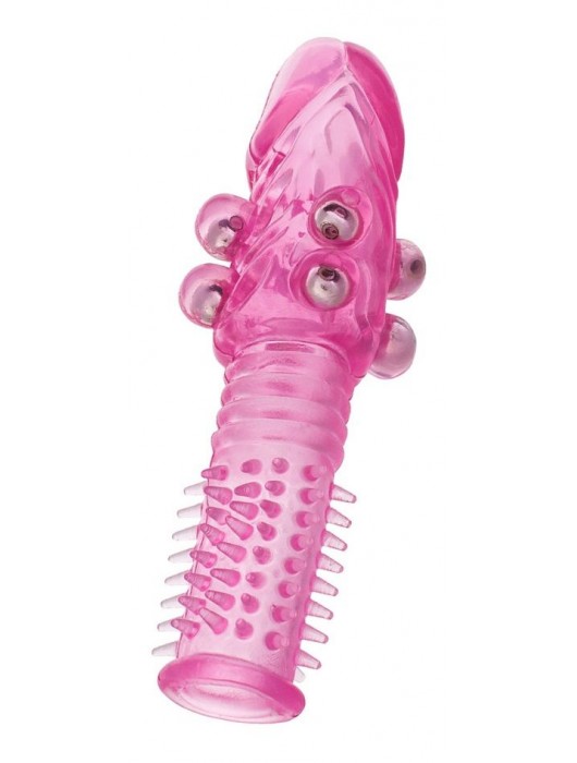 Стимулирующая розовая насадка с шишечками и шипами - 13,5 см. - Toyfa Basic - в Хабаровске купить с доставкой
