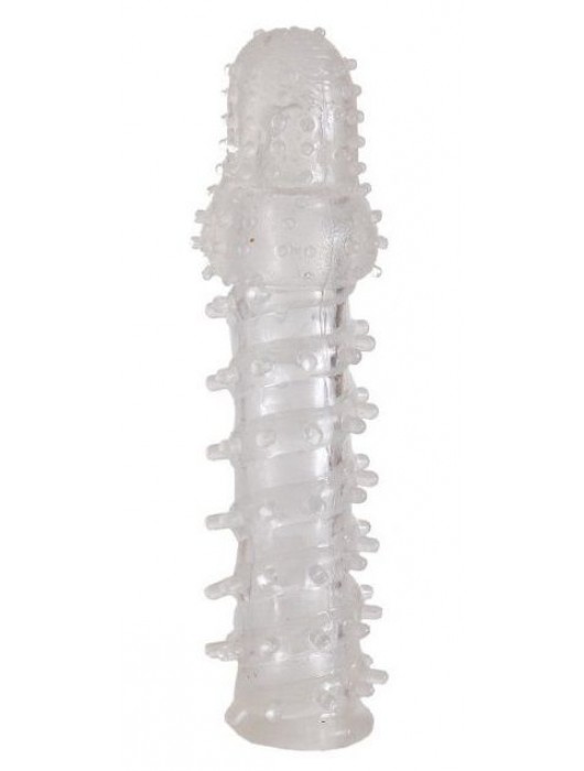 Прозрачная, закрытая насадка с шипами и точками - 13,5 см. - Toyfa Basic - в Хабаровске купить с доставкой