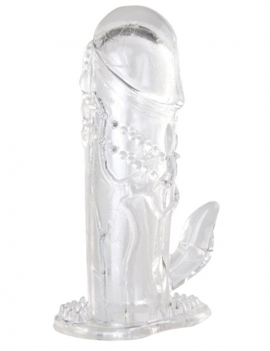 Прозрачная гелевая насадка с клиторальным отростком - 13 см. - Toyfa Basic - в Хабаровске купить с доставкой