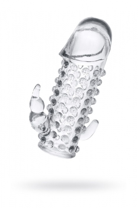 Гелевая прозрачная насадка с 2 отростками - 13 см. - Toyfa Basic - в Хабаровске купить с доставкой