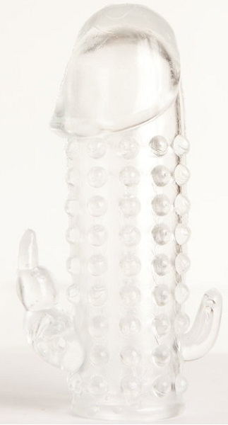 Гелевая прозрачная насадка с 2 отростками - 13 см. - Toyfa Basic - в Хабаровске купить с доставкой