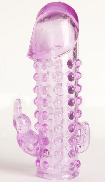 Закрытая фиолетовая насадка с 2 отростками - 13 см. - Toyfa Basic - в Хабаровске купить с доставкой