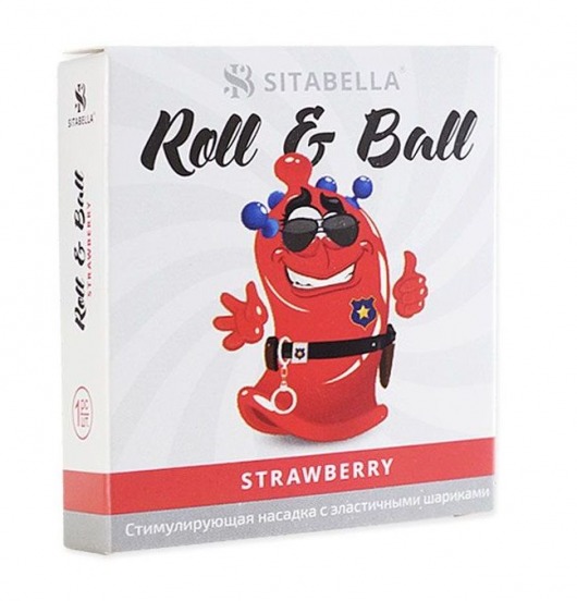 Стимулирующий презерватив-насадка Roll   Ball Strawberry - Sitabella - купить с доставкой в Хабаровске
