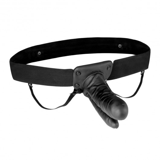 Полый страпон с двумя отростками и вибрацией Unisex Vibrating Hollow Strap-On Double Penetrating Dildo - 17,8 см. - Lux Fetish - купить с доставкой в Хабаровске