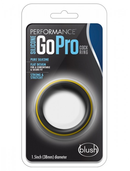 Черно-желтое силиконовое эрекционное кольцо Silicone Go Pro Cock Ring - Blush Novelties - в Хабаровске купить с доставкой