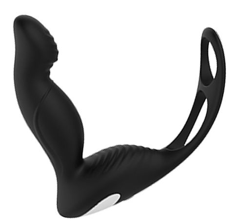 Черный вибромассажер простаты P-PLEASER W ERECTION ENHANCE - Dream Toys - в Хабаровске купить с доставкой