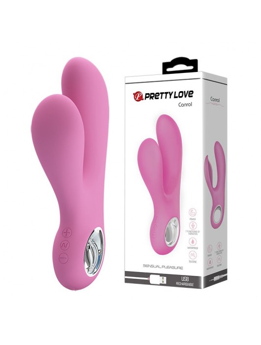 Розовый вибратор с клиторальным отростком Canrol - 17,1 см. - Baile