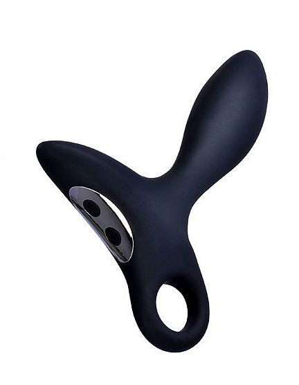 Черный силиконовый анальный вибромассажер Erokey с колечком-ограничителем - Erokay - в Хабаровске купить с доставкой