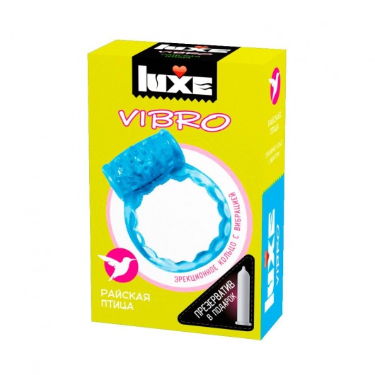 Голубое эрекционное виброкольцо Luxe VIBRO  Райская птица  + презерватив - Luxe - в Хабаровске купить с доставкой