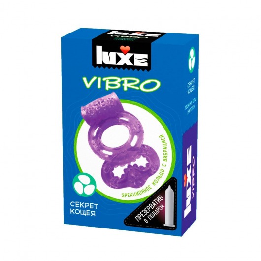 Фиолетовое эрекционное виброкольцо Luxe VIBRO  Секрет Кощея  + презерватив - Luxe - в Хабаровске купить с доставкой