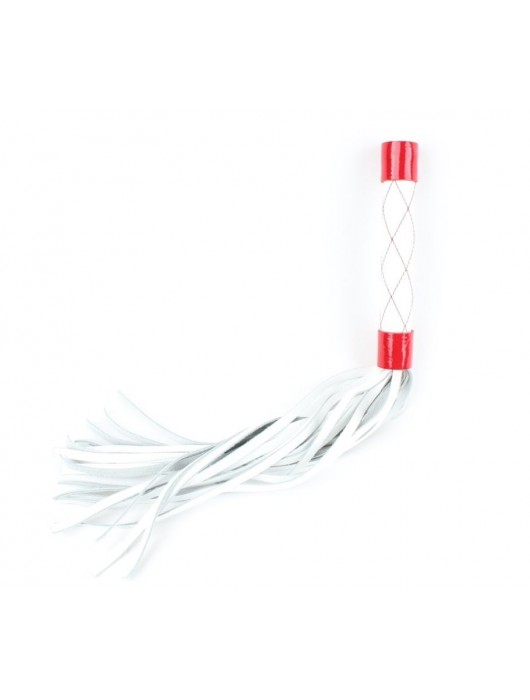 Бело-красная плеть средней длины с ручкой - 44 см. - БДСМ Арсенал - купить с доставкой в Хабаровске