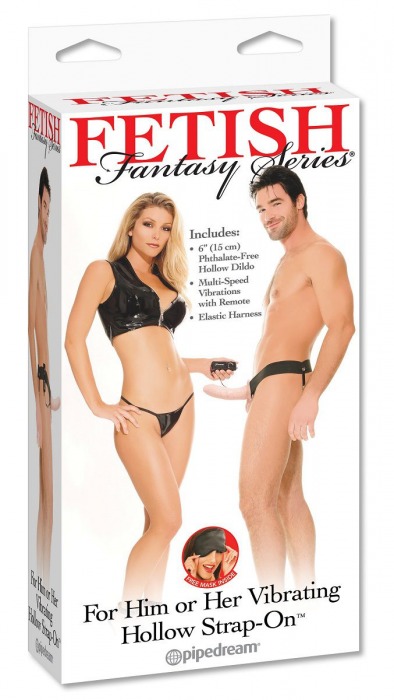 Полый страпон унисекс телесного цвета с вибрацией For Him or Her ​Vibrating Hollow Strap-On - 15 см. - Pipedream - купить с доставкой в Хабаровске