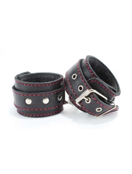 Черный бондажный набор с красной строчкой - БДСМ Арсенал - купить с доставкой в Хабаровске