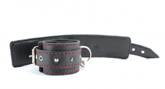 Черные наручники из натуральной кожи на карабинах - БДСМ Арсенал - купить с доставкой в Хабаровске