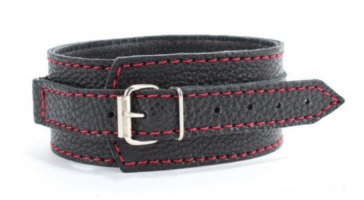 Черный ошейник из натуральной кожи с шипами и D-колечком - БДСМ Арсенал - купить с доставкой в Хабаровске