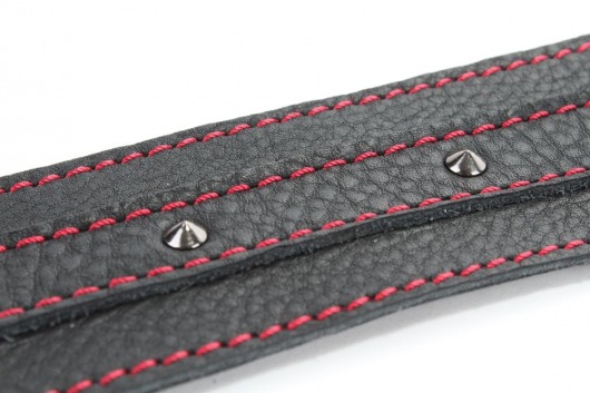 Черный ошейник из натуральной кожи с шипами и D-колечком - БДСМ Арсенал - купить с доставкой в Хабаровске