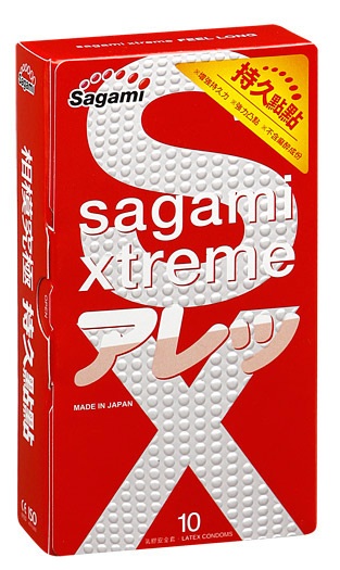 Утолщенные презервативы Sagami Xtreme Feel Long с точками - 10 шт. - Sagami - купить с доставкой в Хабаровске