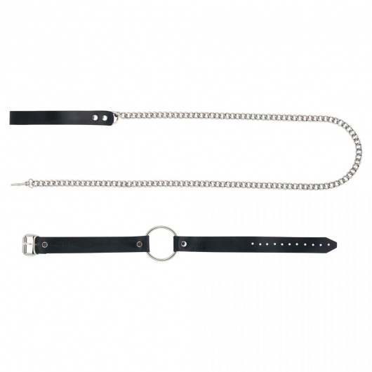 Черный поводок и чокер с кольцом Rada - Rebelts - купить с доставкой в Хабаровске