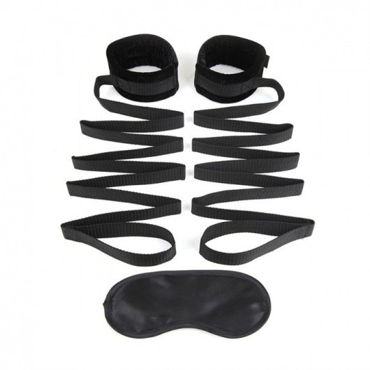 Чёрные манжеты для фиксации на кровати Bondage Bed Strap - Lux Fetish - купить с доставкой в Хабаровске