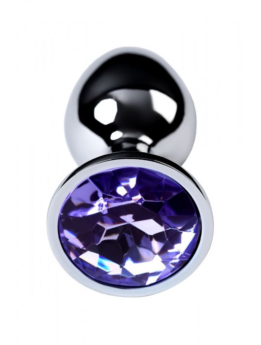 Серебристая конусовидная анальная пробка с фиолетовым кристаллом - 7 см. - ToyFa - купить с доставкой в Хабаровске