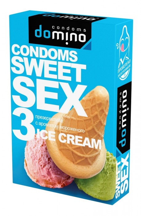 Презервативы для орального секса DOMINO Sweet Sex с ароматом мороженого - 3 шт. - Domino - купить с доставкой в Хабаровске