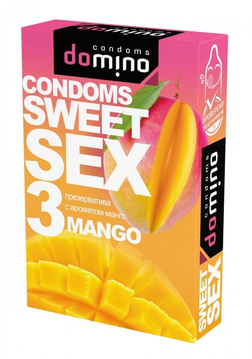Презервативы для орального секса DOMINO Sweet Sex с ароматом манго - 3 шт. - Domino - купить с доставкой в Хабаровске