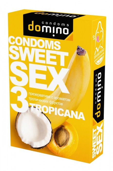 Презервативы для орального секса DOMINO Sweet Sex с ароматом тропических фруктов - 3 шт. - Domino - купить с доставкой в Хабаровске