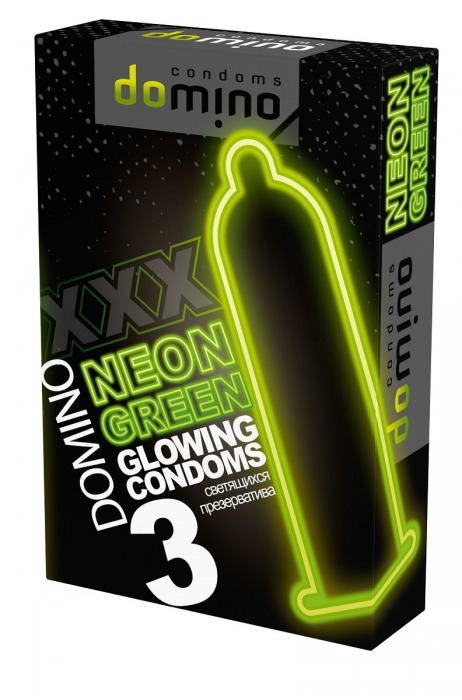Презервативы DOMINO Neon Green со светящимся в темноте кончиком - 3 шт. - Domino - купить с доставкой в Хабаровске