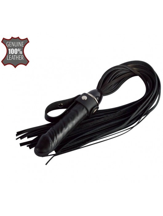 Черная плеть  Ковбой  с ручкой-фаллосом - 55 см. - Sitabella - купить с доставкой в Хабаровске