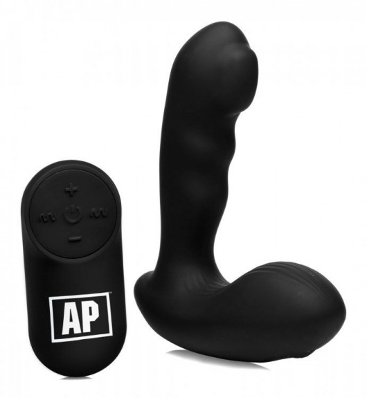 Черный стимулятор простаты Alpha-Pro 7X P-Milker Silicone Prostate Stimulator with Milking Bead - XR Brands - в Хабаровске купить с доставкой
