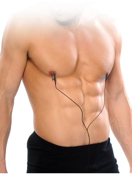 Черные электрические зажимы для сосков Shock Therapy Nipple Clamps - Pipedream - купить с доставкой в Хабаровске