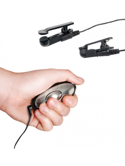 Черные электрические зажимы для сосков Shock Therapy Nipple Clamps - Pipedream - купить с доставкой в Хабаровске